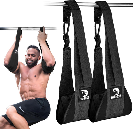 Hanging Ab Straps for Pull up Bar & Core Strength Training - Thick Padded Arm Strap for Ab Swing with 2 Rust-Resistant Carabiners - Pull up Straps for Abs Workout at Home and Gym (Pair)