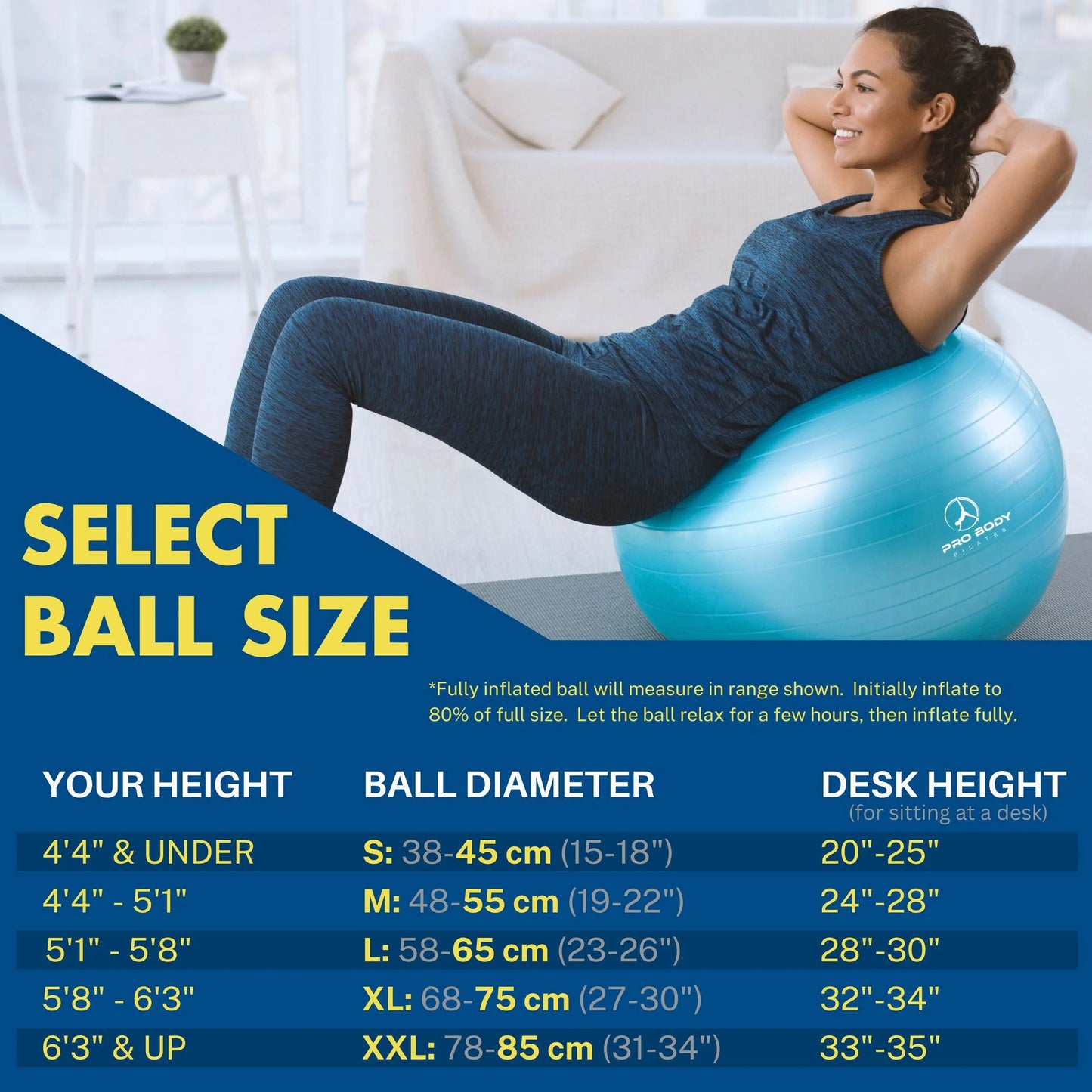 Ball Yoga Ball Exercise Ball, Balance Ball or Pregnancy Ball for Stability, Yoga Ball Chair, Therapy Ball Workout Ball or Birthing Ball for Pregnancy (Mist, 75 Cm)