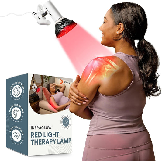 Infraglow NIR & Red Light Therapy Lamp, Infrared Red Light Bulb with 18 Leds & Clip-On Design, At-Home Therapy for Body, Chronic Pain Relief, Skin Wellness & Recovery