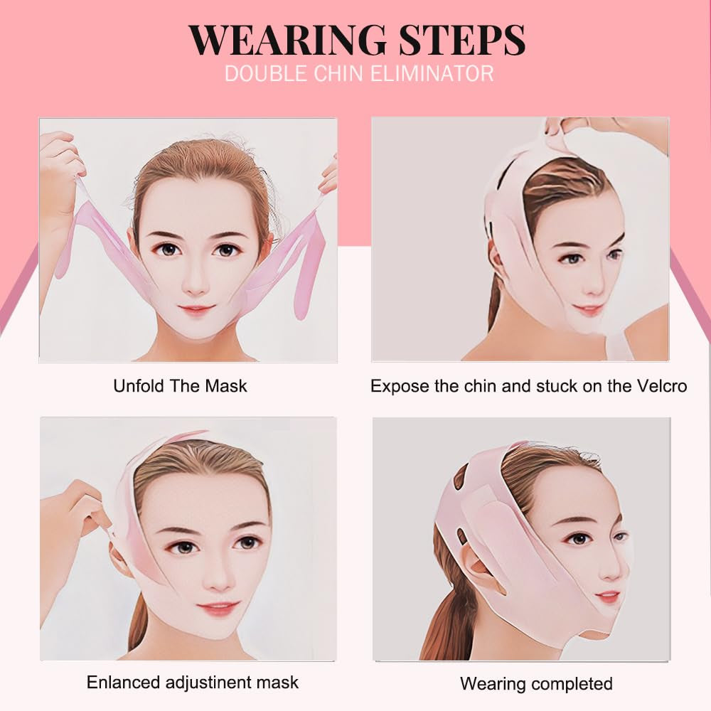 Soft Silicone Chin Strap For，V-Line Mask Chin up Mask V Shaped Face Mask Chin Strap for Sleeping, Jaw Exerciser，Chin Wrap,Pink