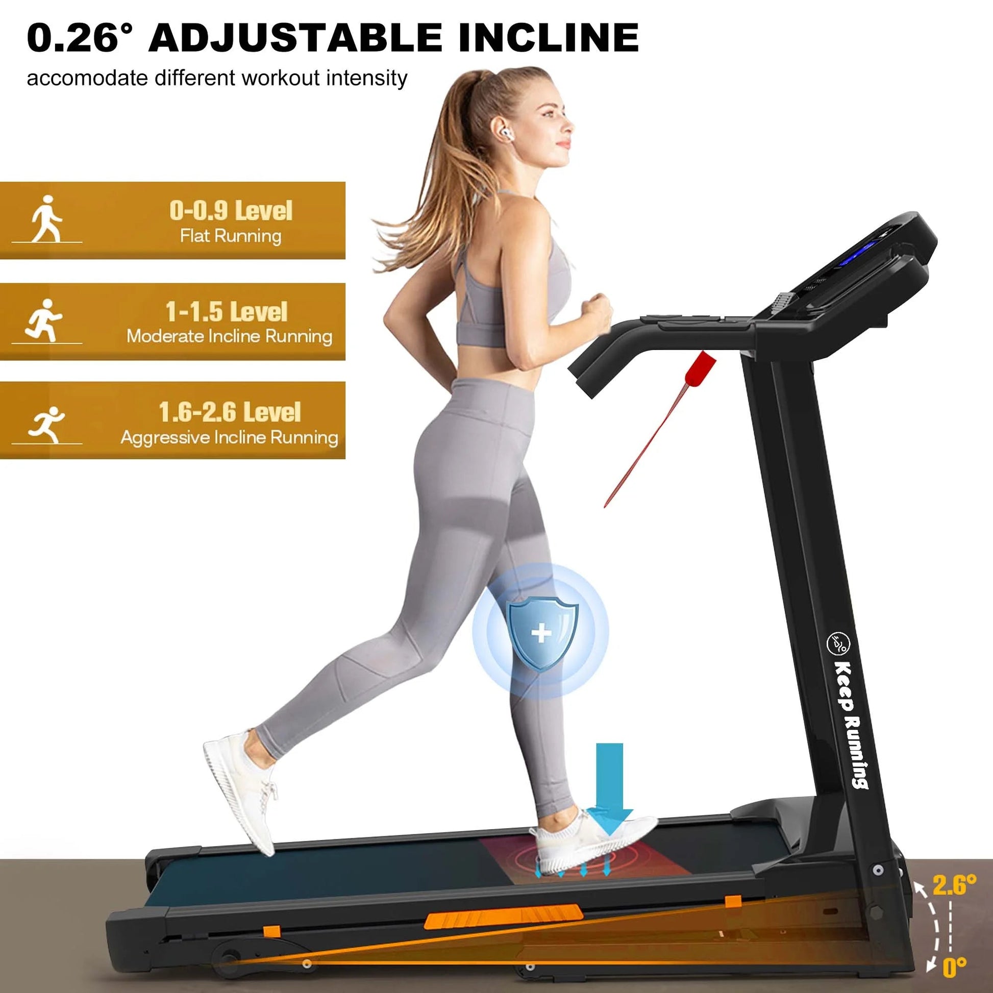 Treadmill 330 Lb Capacity Electric Treadmill with Incline 3.5 HP Walking Running Machine for Home Workout