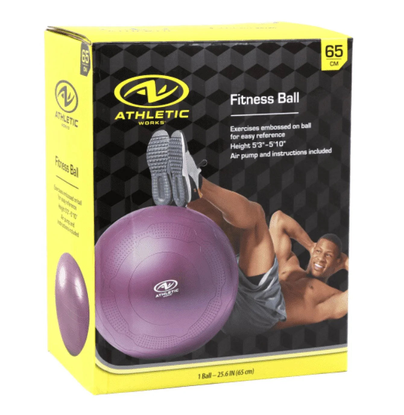 65Cm Yoga Ball, Anti-Burst, Exercises Poses Embossed